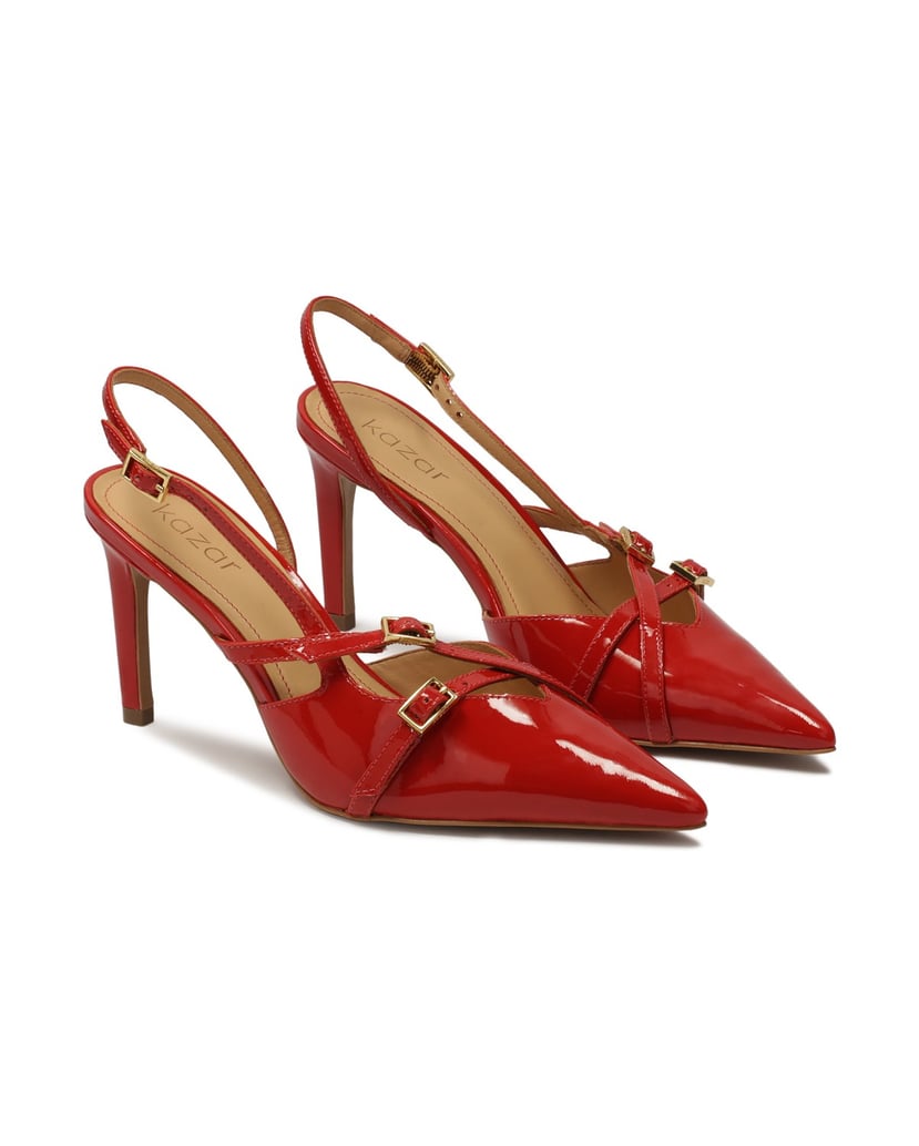 Kazar-Patent-leather-red-slingback-pumps-červená