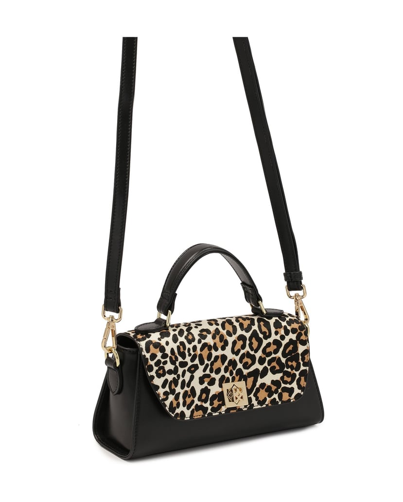 Kazar-Elegante-Handtasche-mit-Leopardenmotiv-schwarz
