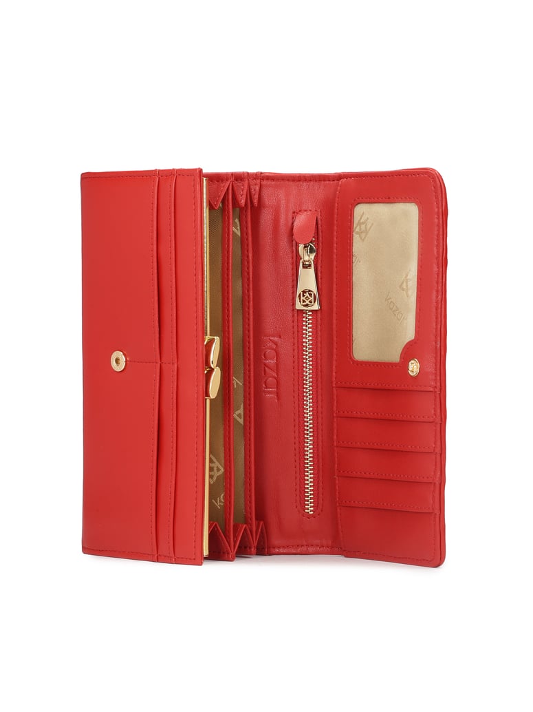 Kazar-Gesteppte-rote-Brieftasche-mit-geräumige