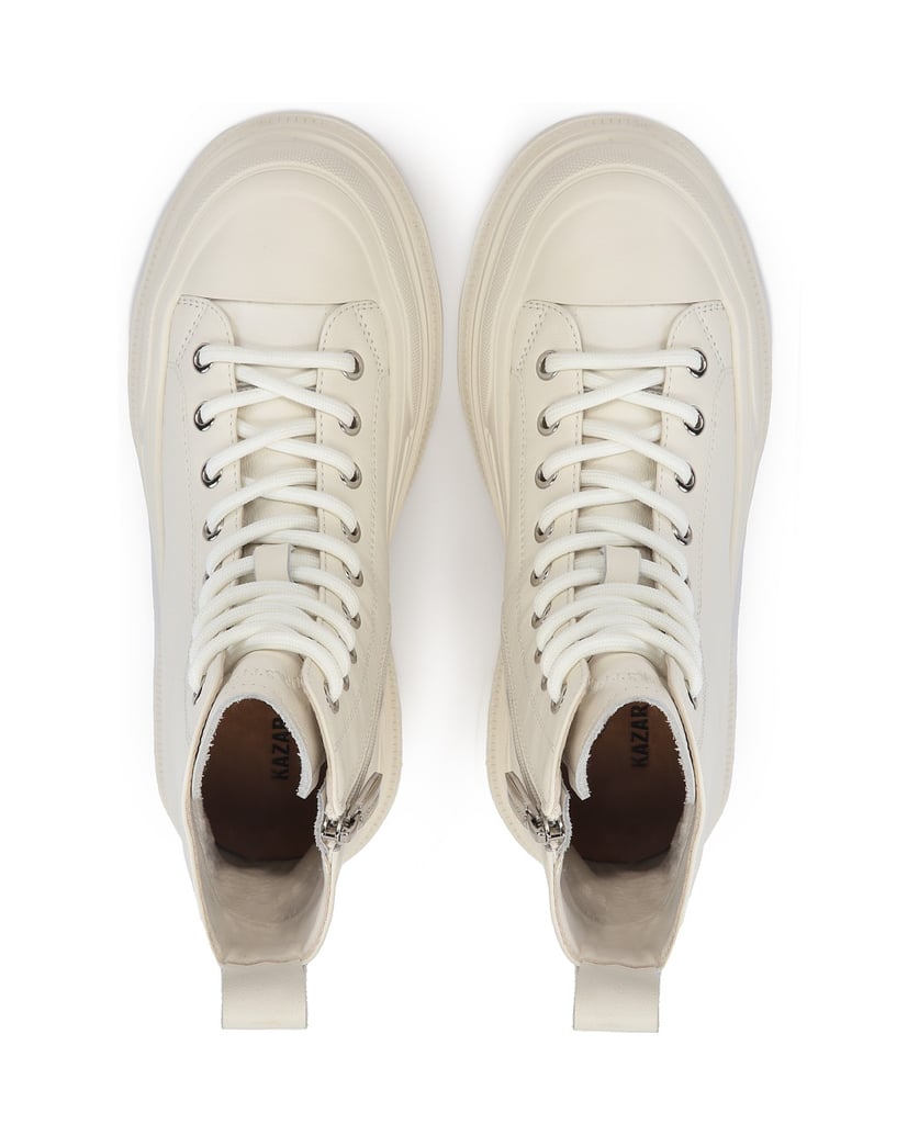 Kazar-Ladies’-off-white-laced-flat-ankle-boots-biela