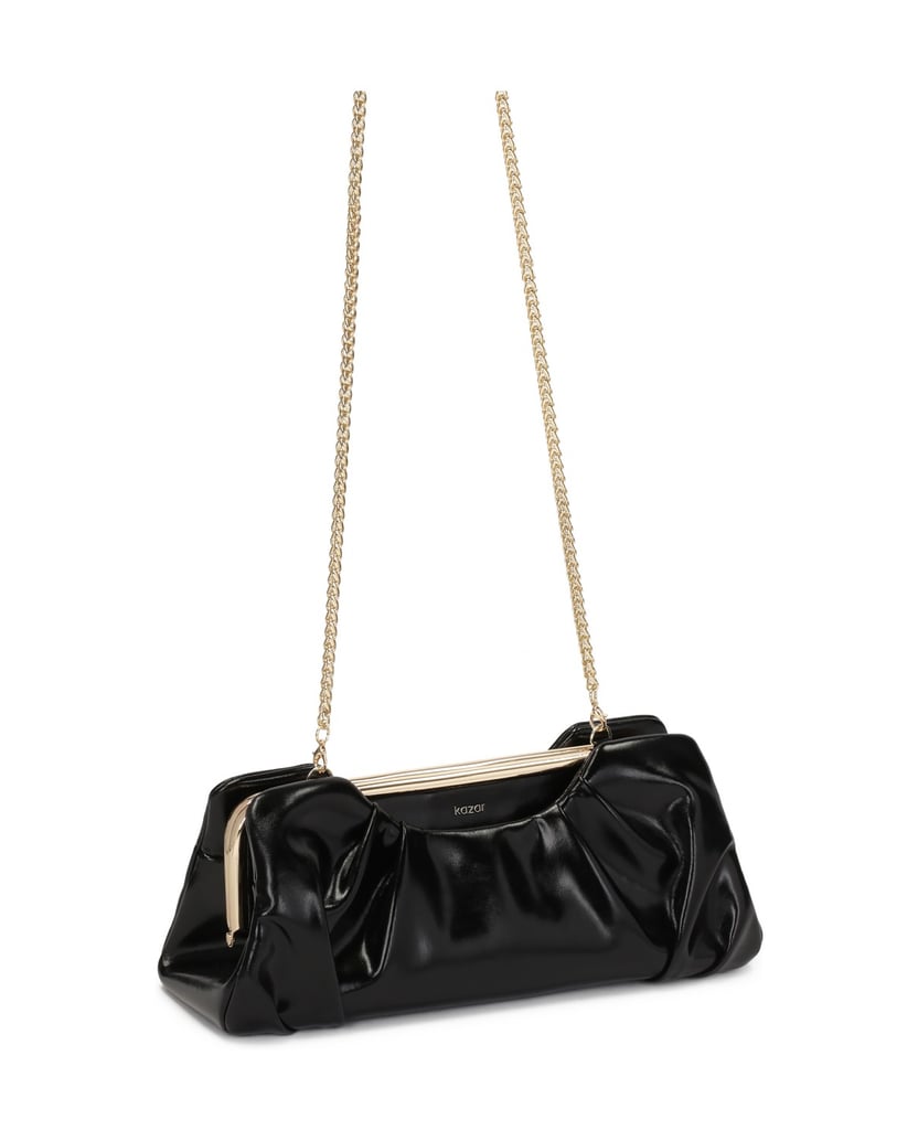 Kazar-Handtasche-aus-geknittertem-Leder-mit-Me-schwarz