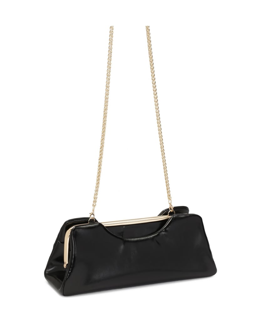 Kazar-Handtasche-aus-geknittertem-Leder-mit-Me-schwarz