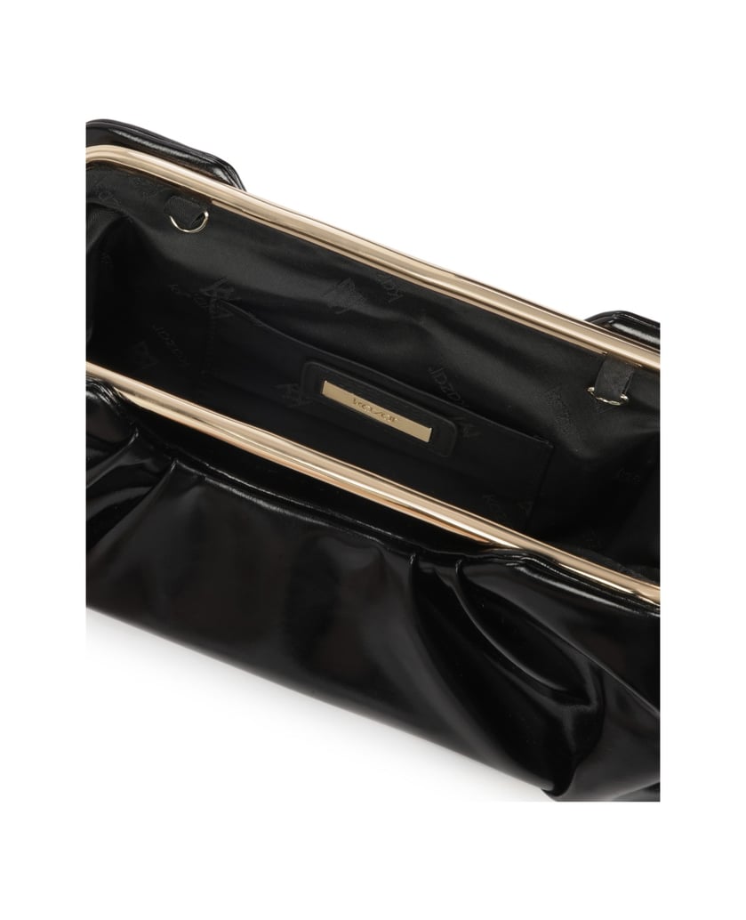 Kazar-Handtasche-aus-geknittertem-Leder-mit-Me-schwarz