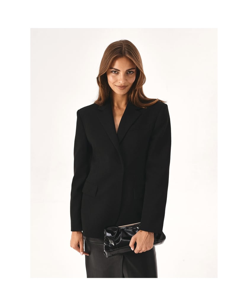 Kazar-Handtasche-aus-geknittertem-Leder-mit-Me-schwarz