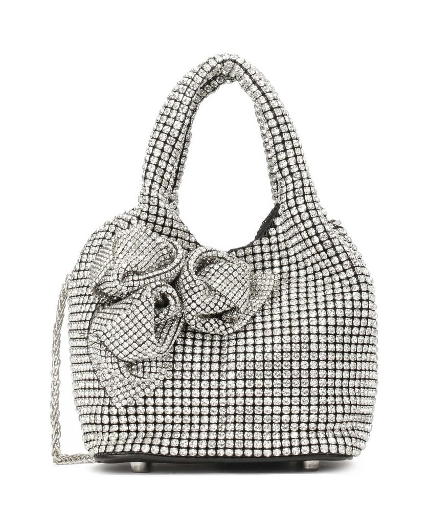 Kazar-Glänzende-Handtasche-mit-Zirkonen-und-3D-silber