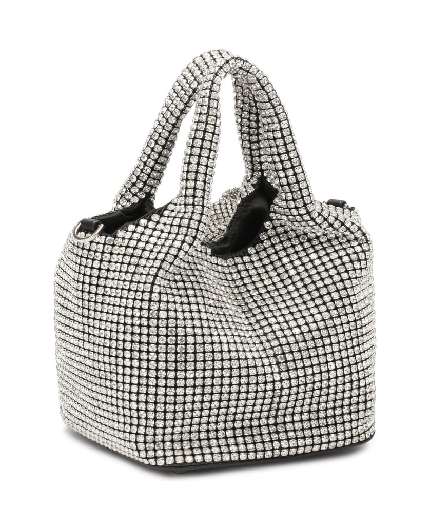 Kazar-Glänzende-Handtasche-mit-Zirkonen-und-3D-silber