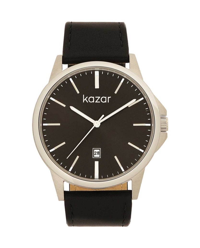 Kazar-Zeitlose-Uhr-mit-schwarzem-Lederarmband-schwarz