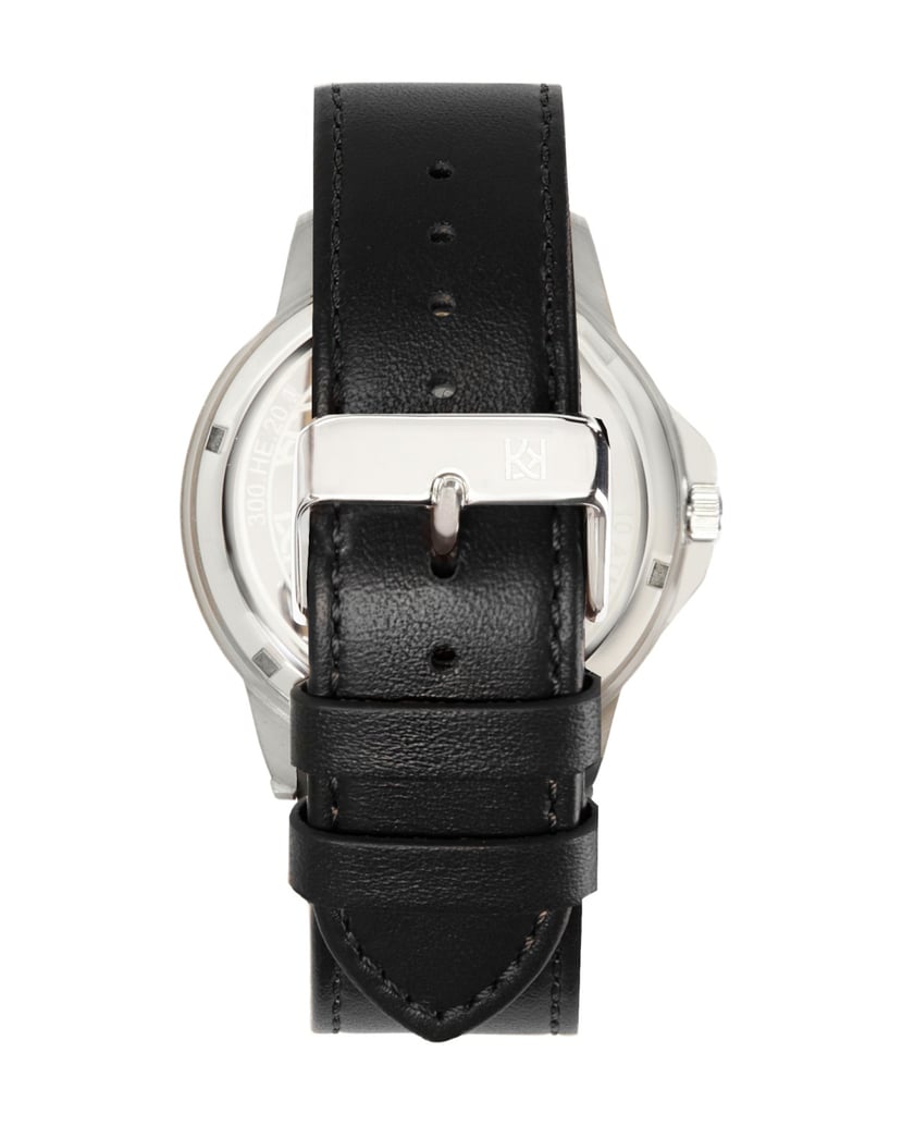 Kazar-Zeitlose-Uhr-mit-schwarzem-Lederarmband-schwarz