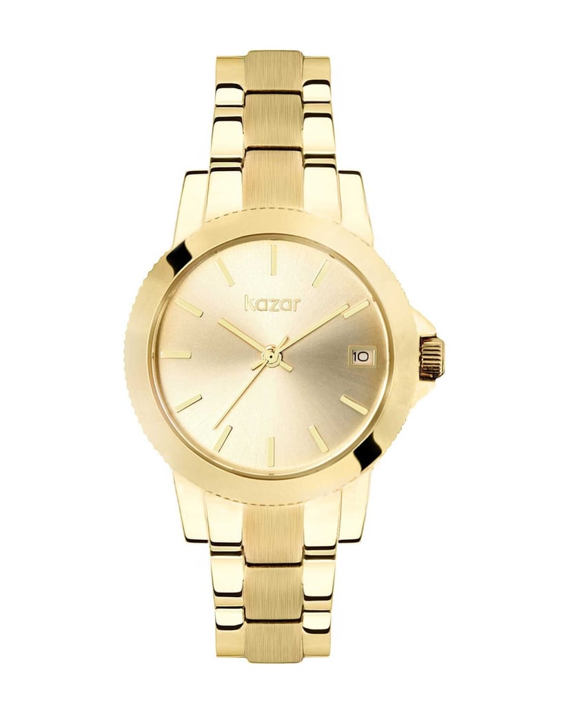 Kazar-Uhr-mit-schmalem-Armband-und-gezackter-L-gold