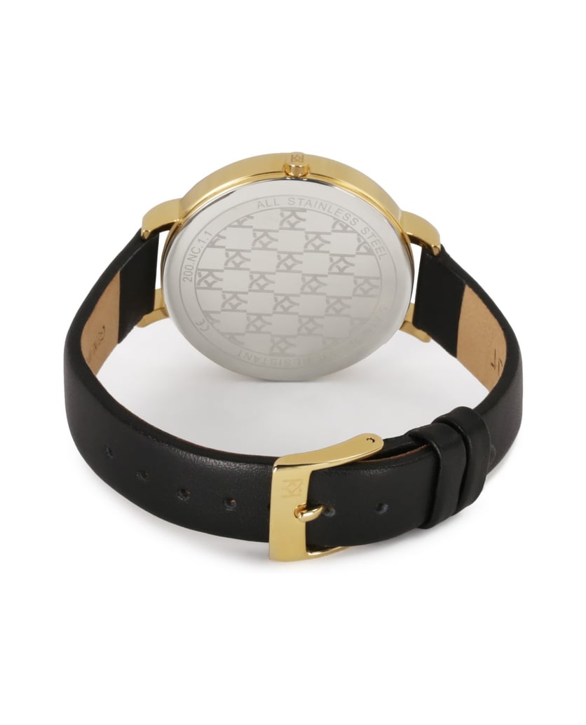 Kazar-Schwarz-goldene-Uhr-mit-Lederarmband