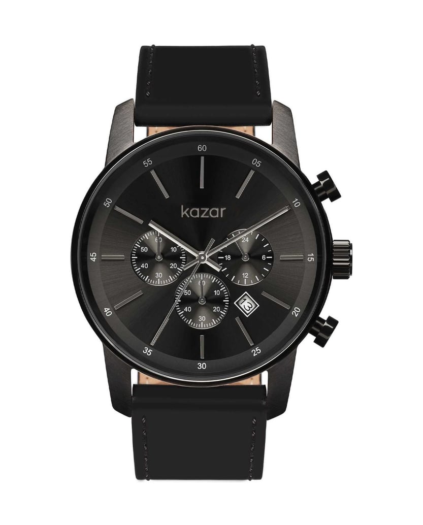 Kazar-Analoge-Uhr-mit-Lederarmband-dunkelgrau