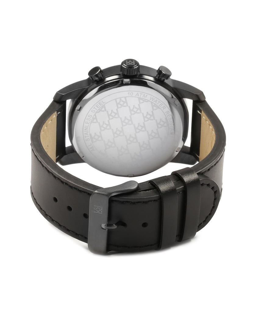 Kazar-Analoge-Uhr-mit-Lederarmband-dunkelgrau