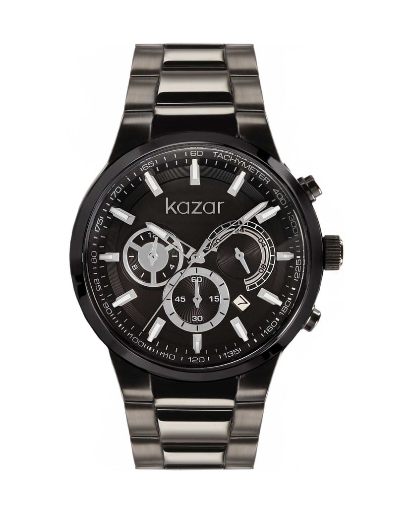 Kazar-Schwarze-Uhr-mit-silbernen-Elementen-schwarz