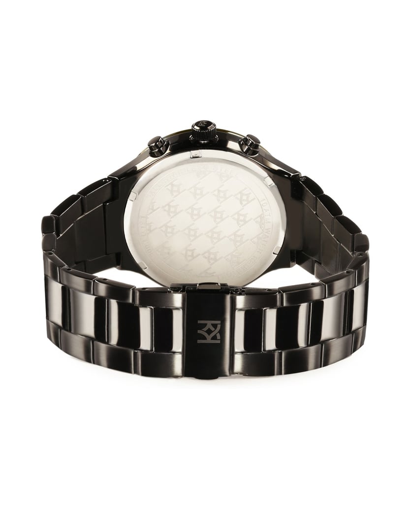 Kazar-Schwarze-Uhr-mit-silbernen-Elementen-schwarz