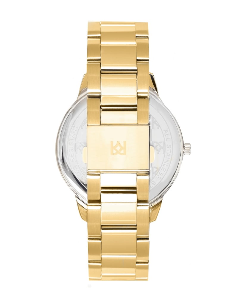 Kazar-Uhr-mit-lila-Zifferblatt-und-goldenem-Ar-lila