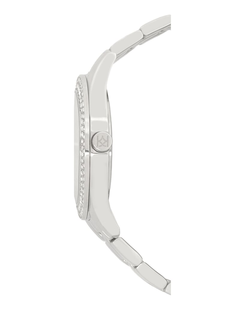 Kazar-Silberne-Uhr-mit-Kristallen-verziert-silber