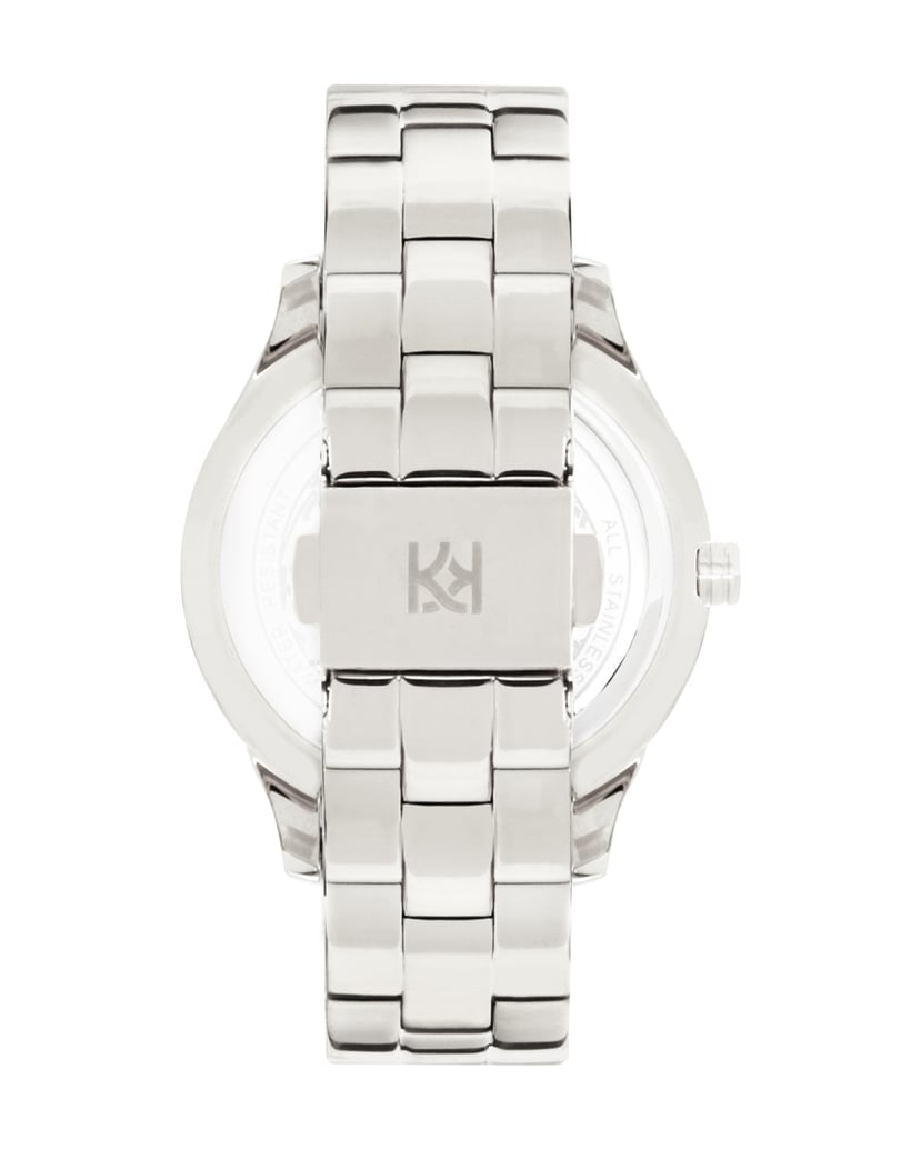 Kazar-Silberne-Uhr-mit-Kristallen-verziert-silber