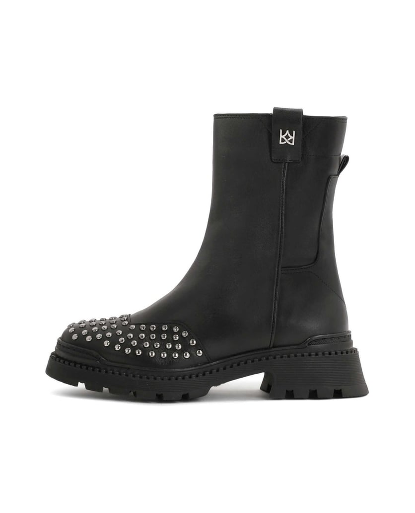 Kazar-Flache-Überziehstiefel-mit-Metallnieten-schwarz