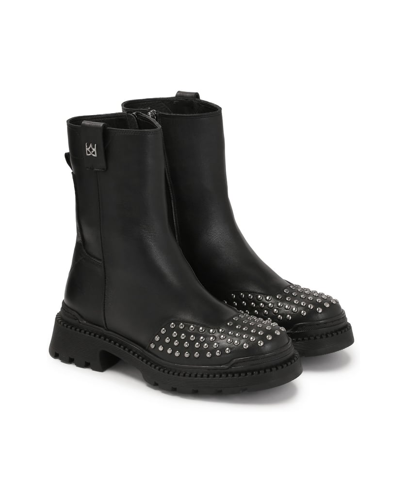 Kazar-Flache-Überziehstiefel-mit-Metallnieten-schwarz