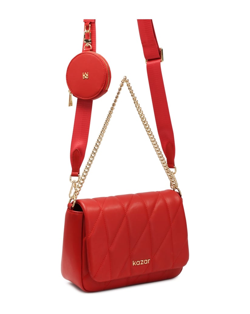 Kazar-Red-strap-handbag-with-detachable-purse-červená