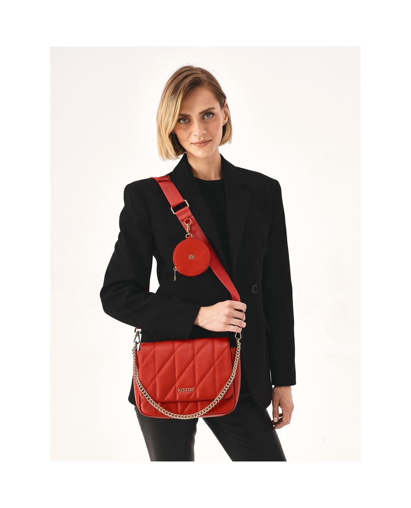 Kazar-Red-strap-handbag-with-detachable-purse-červená