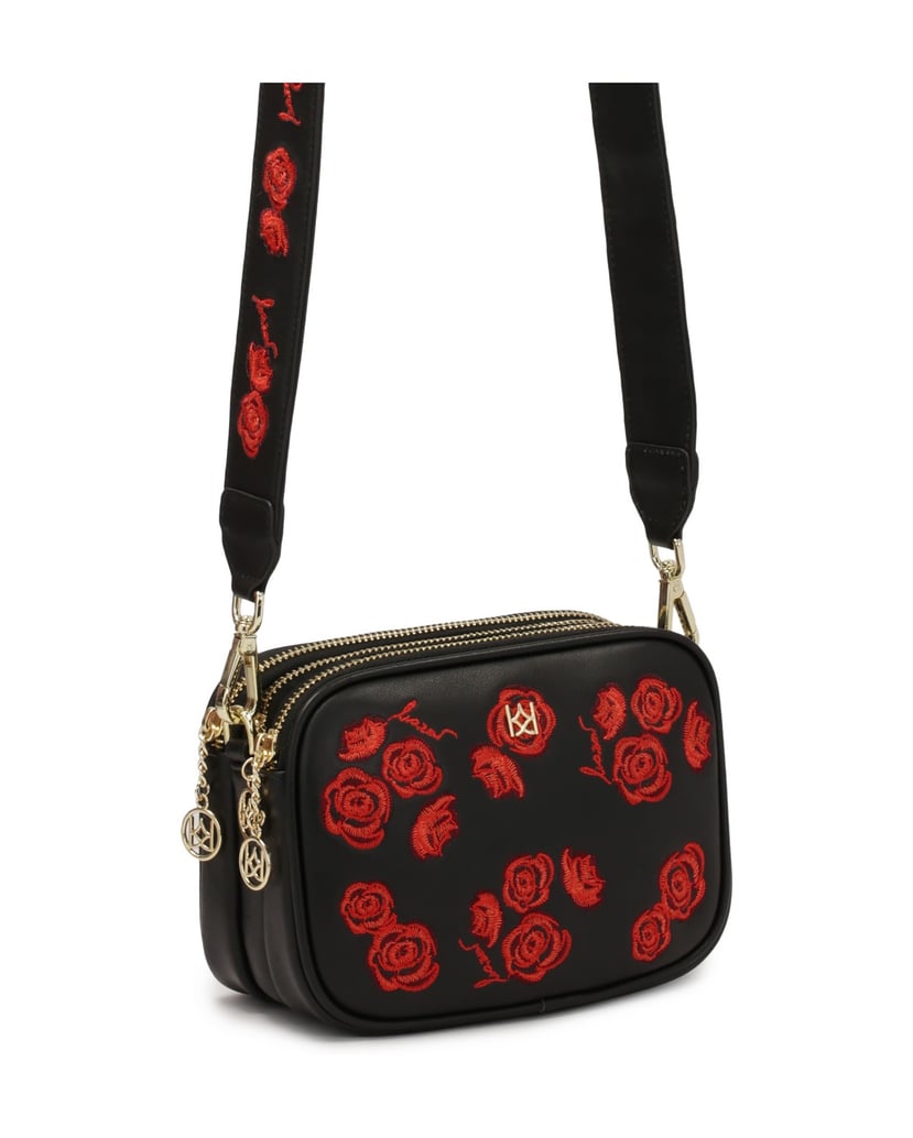 Kazar-Schwarze-klassische-Handtasche-mit-roten