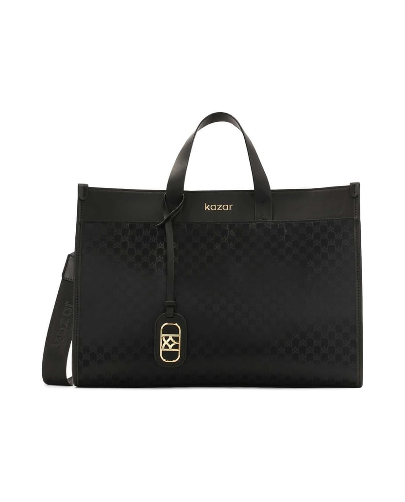 Kazar-Large-handbag-made-of-fabric-and-natural-leather-čierna