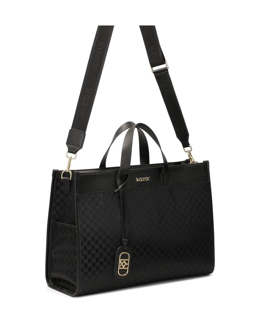 Kazar-Large-handbag-made-of-fabric-and-natural-leather-čierna