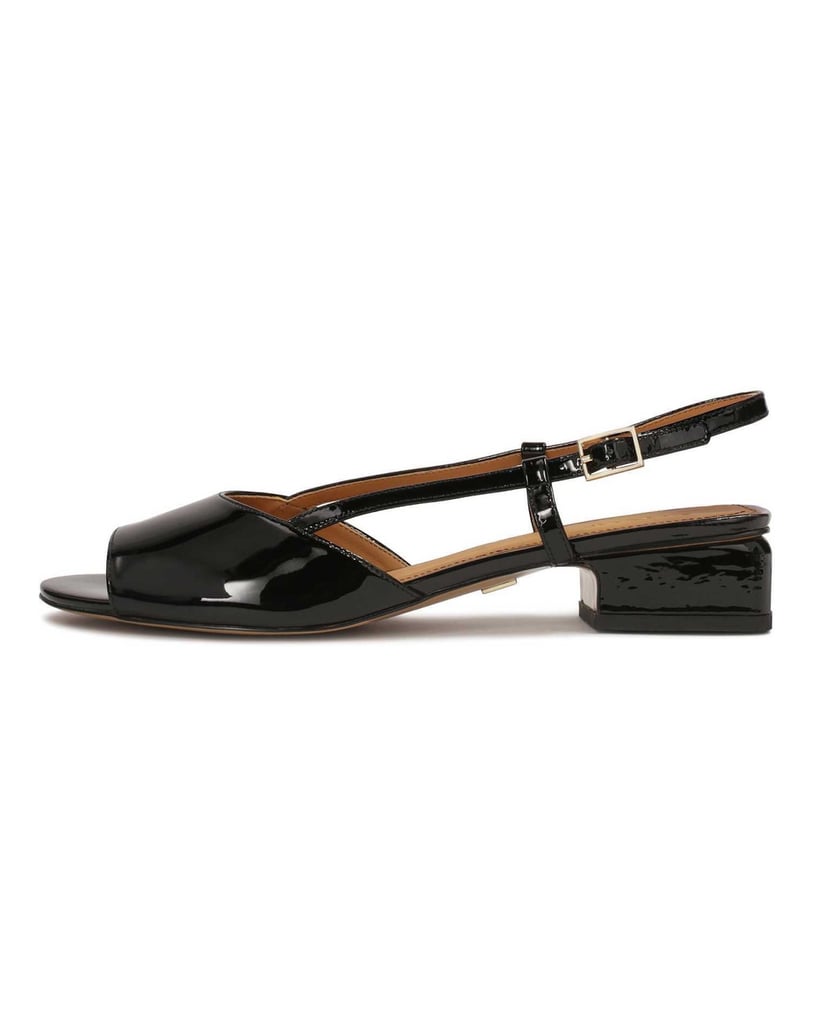 Kazar-Patent-leather-low-heeled-sandals-čierna
