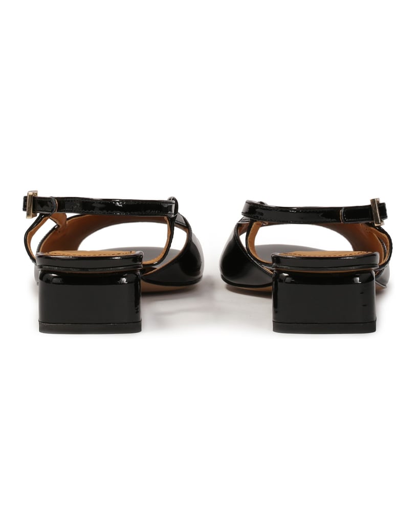 Kazar-Patent-leather-low-heeled-sandals-čierna