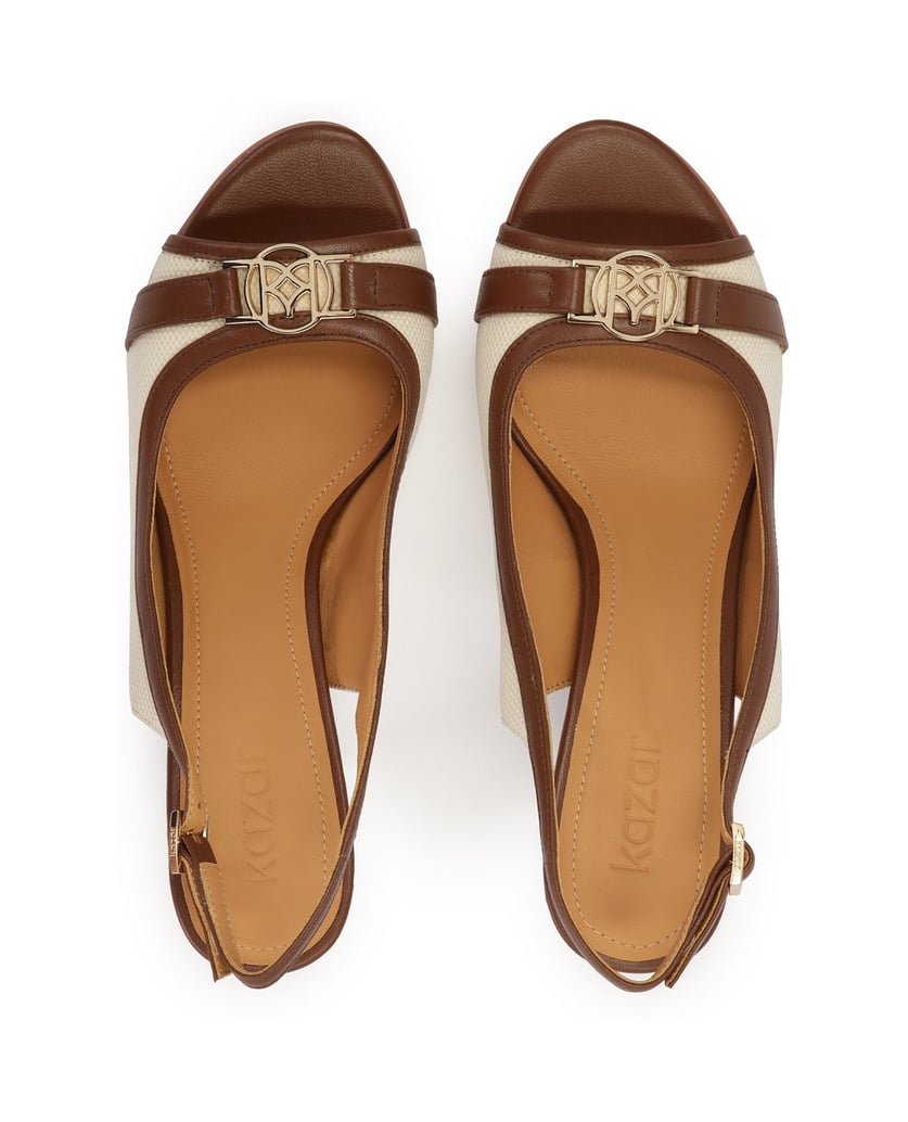 Kazar-Braune-und-beigefarbene-Sandalen-aus-Led-braun