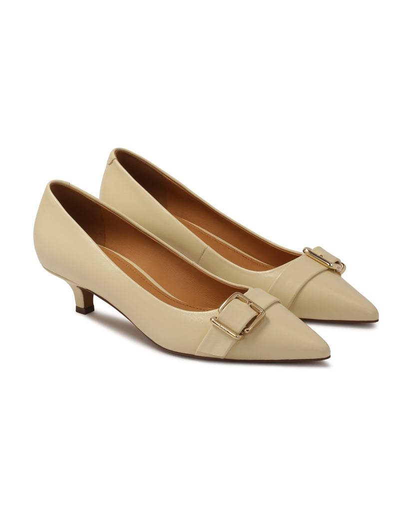 Kazar-Low-leather-pumps-with-buckle-biela