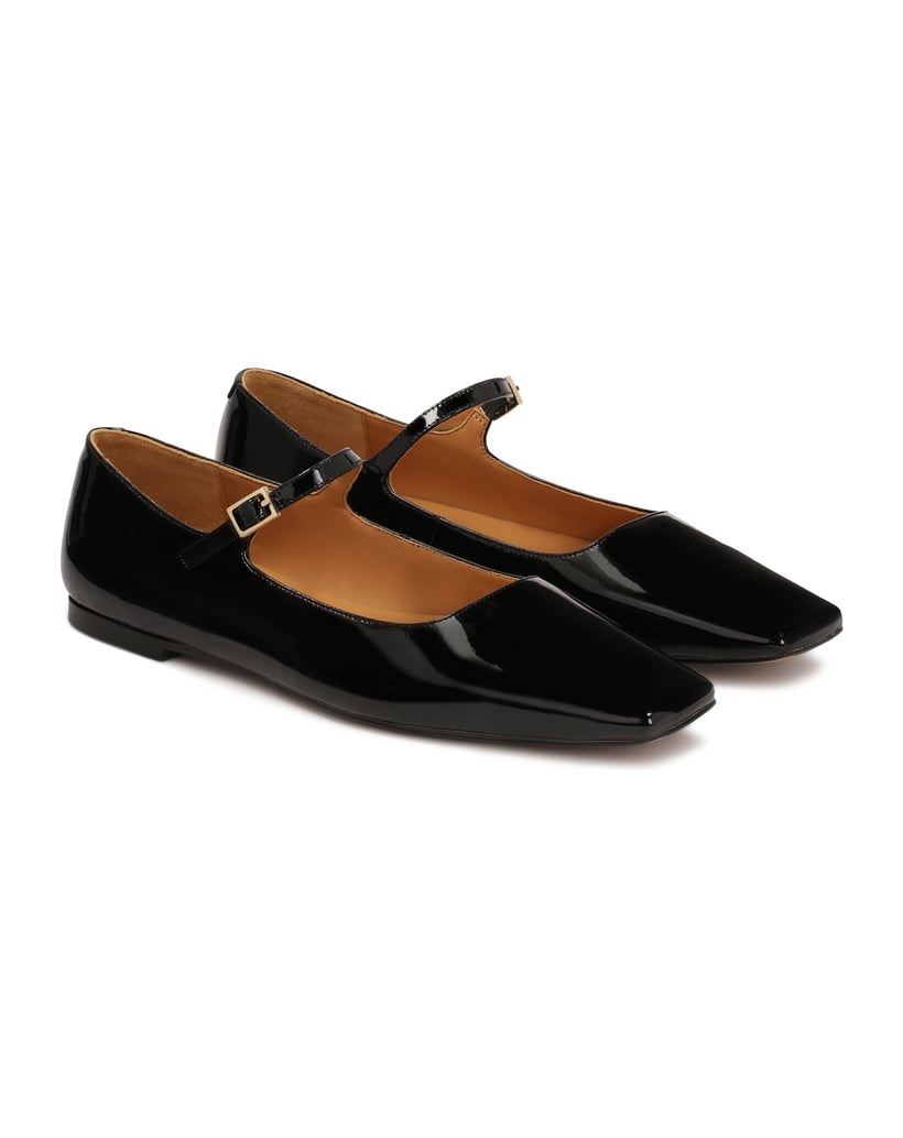 Kazar-Patent-leather-flat-pumps-with-strap-čierna