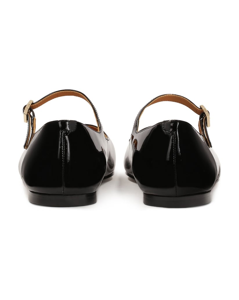 Kazar-Patent-leather-flat-pumps-with-strap-čierna