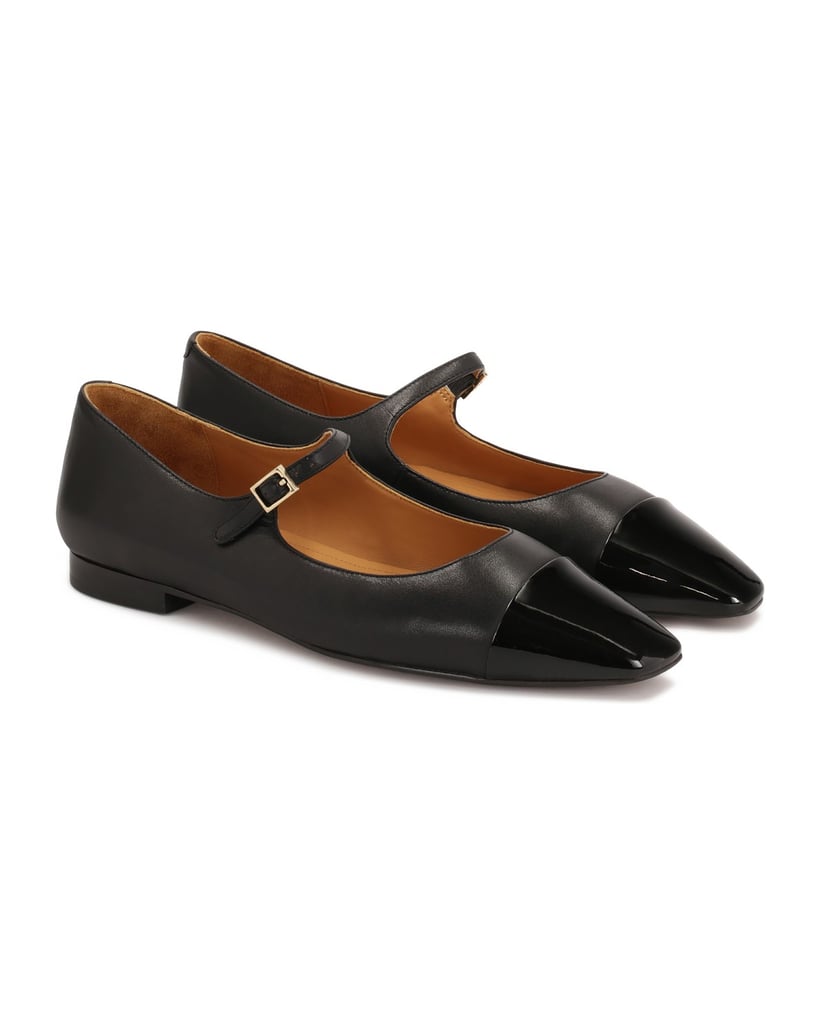Kazar-Leather-flat-pumps-with-patent-leather-noses-černá
