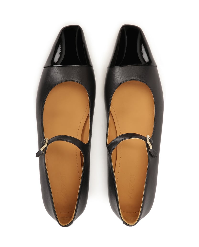 Kazar-Leather-flat-pumps-with-patent-leather-noses-černá