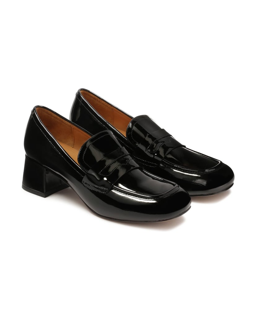 Kazar-Patent-leather-pumps-with-a-wide-heel-čierna