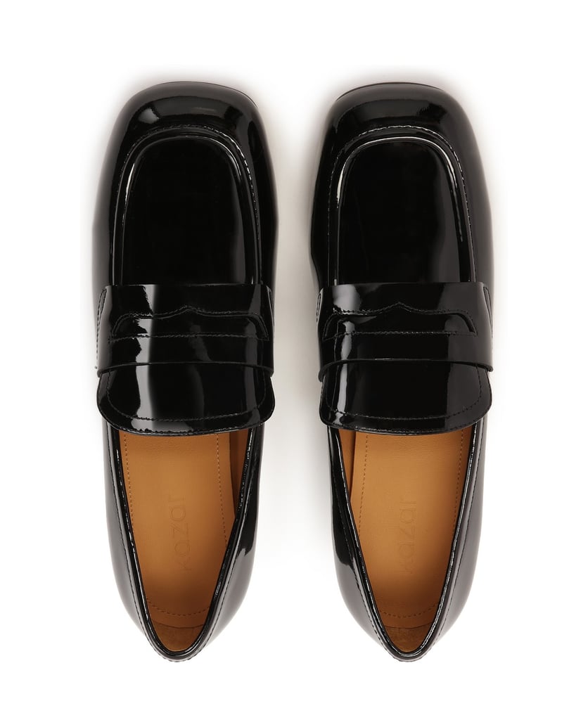 Kazar-Patent-leather-pumps-with-a-wide-heel-čierna