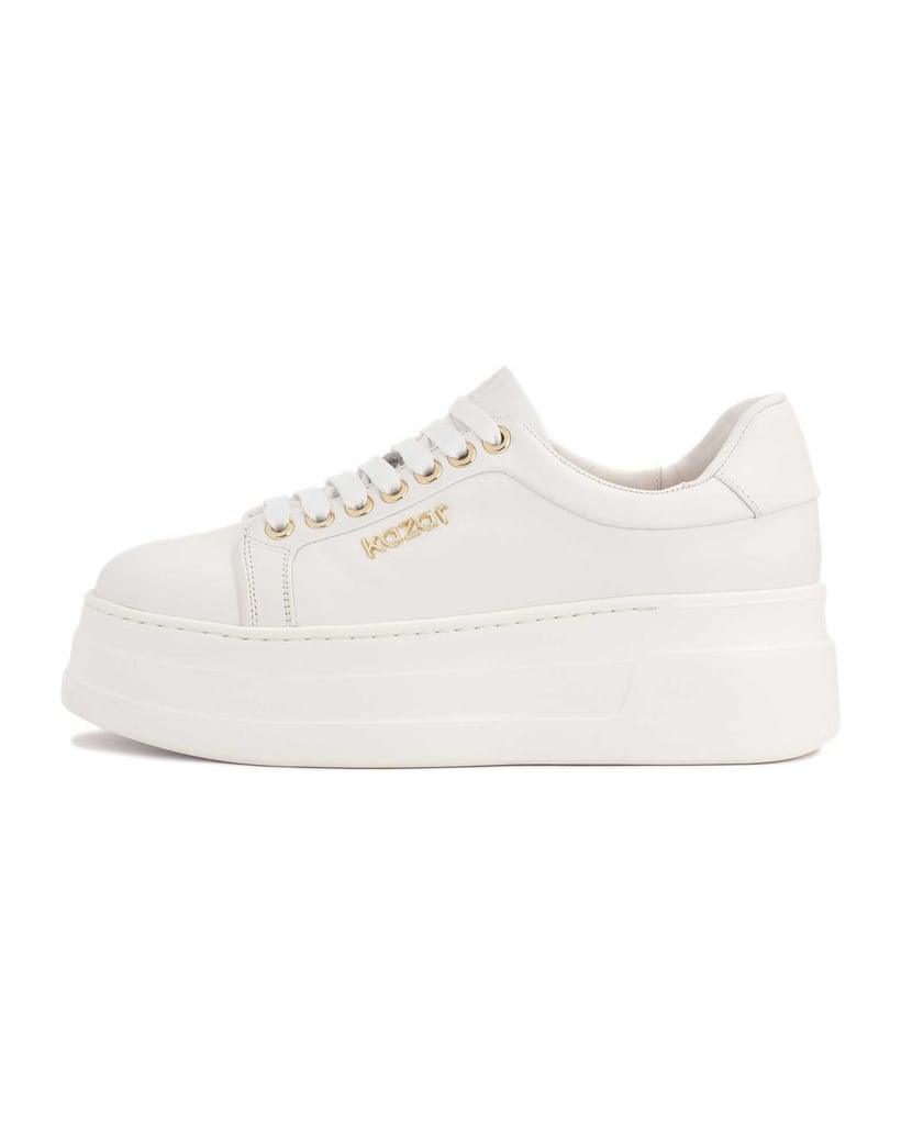 Kazar-White-leather-sneakers-on-a-thick-sole-biela