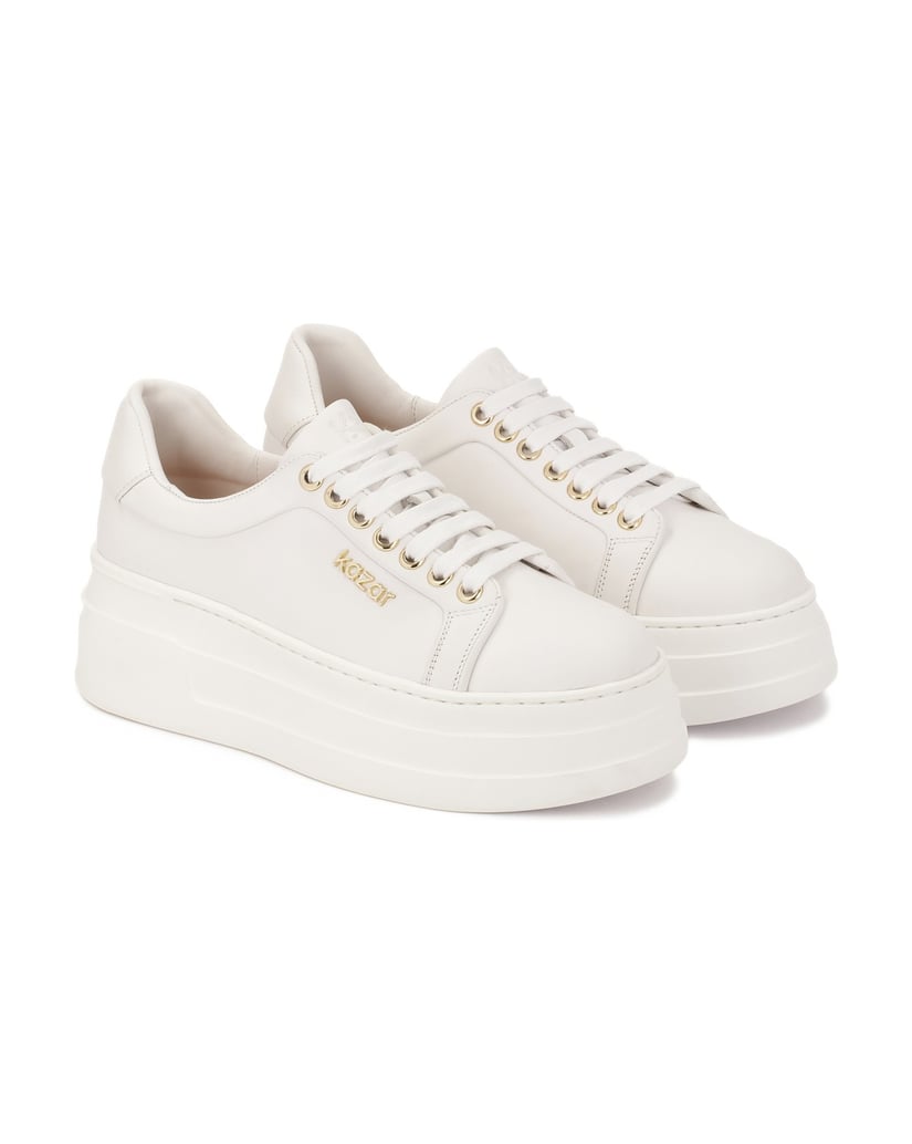 Kazar-White-leather-sneakers-on-a-thick-sole-biela