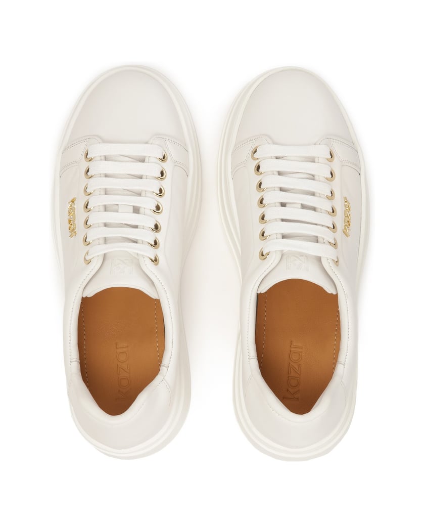 Kazar-White-leather-sneakers-on-a-thick-sole-biela