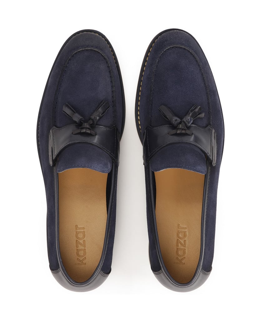 Kazar-Marineblaue-Slipper-aus-Wildleder-und-Gl-dunkelblau