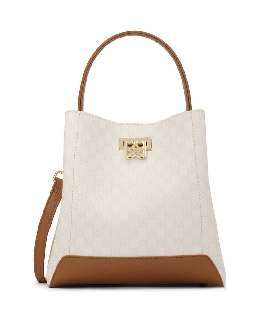 Kazar-Zweifarbige-Handtasche-mit-Druck-verzier-weiss