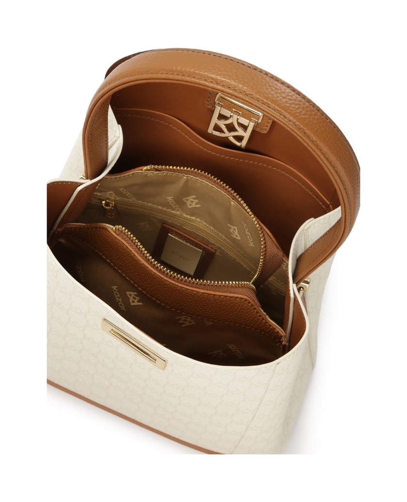 Kazar-Zweifarbige-Handtasche-mit-Druck-verzier-weiss