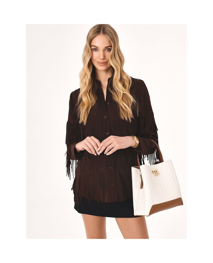 Kazar-Zweifarbige-Handtasche-mit-Druck-verzier-weiss