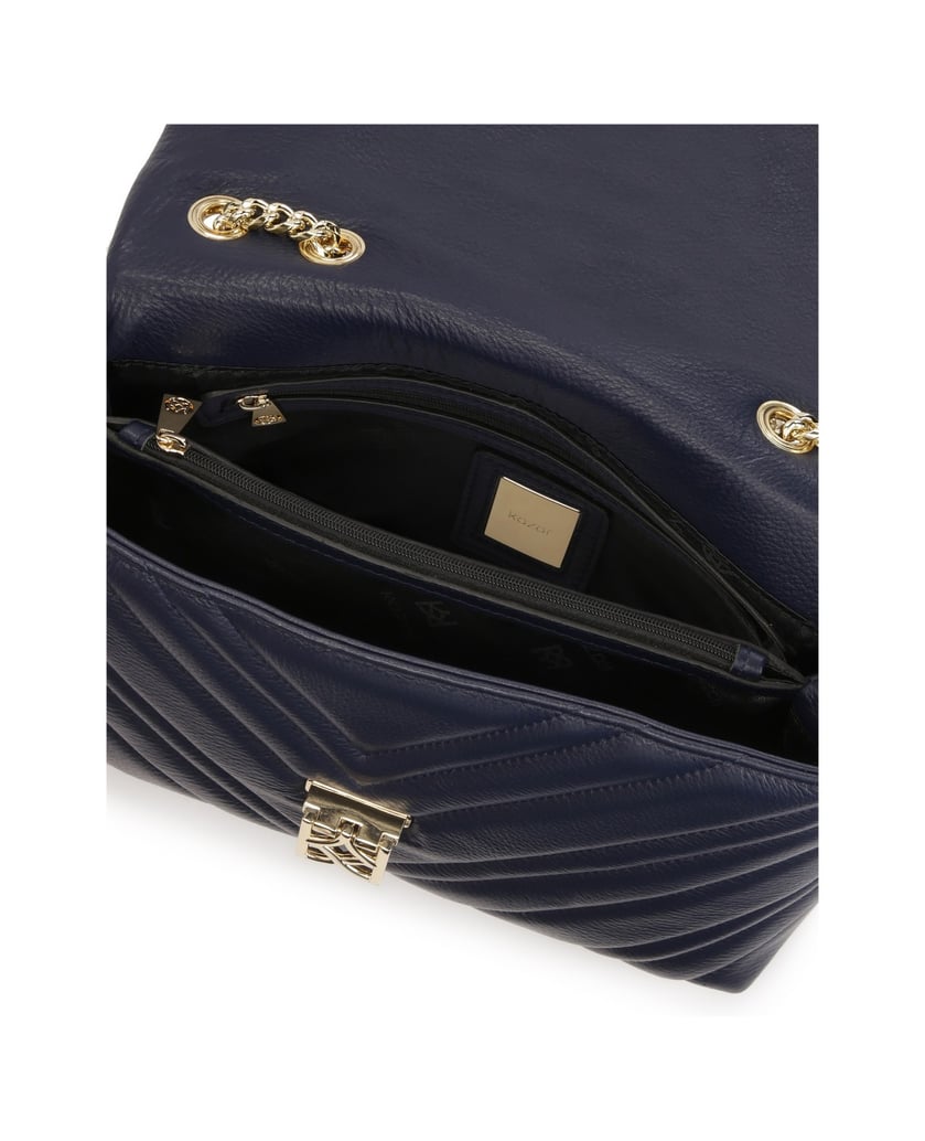 Kazar-Navy-blue-quilted-chain-handbag-tmavě-modrá