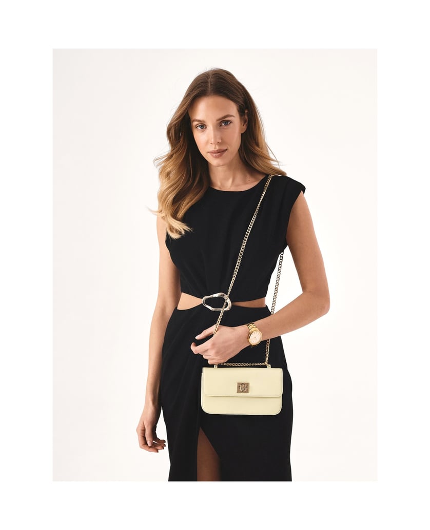 Kazar-Cream-stiff-chain-handbag-bílá