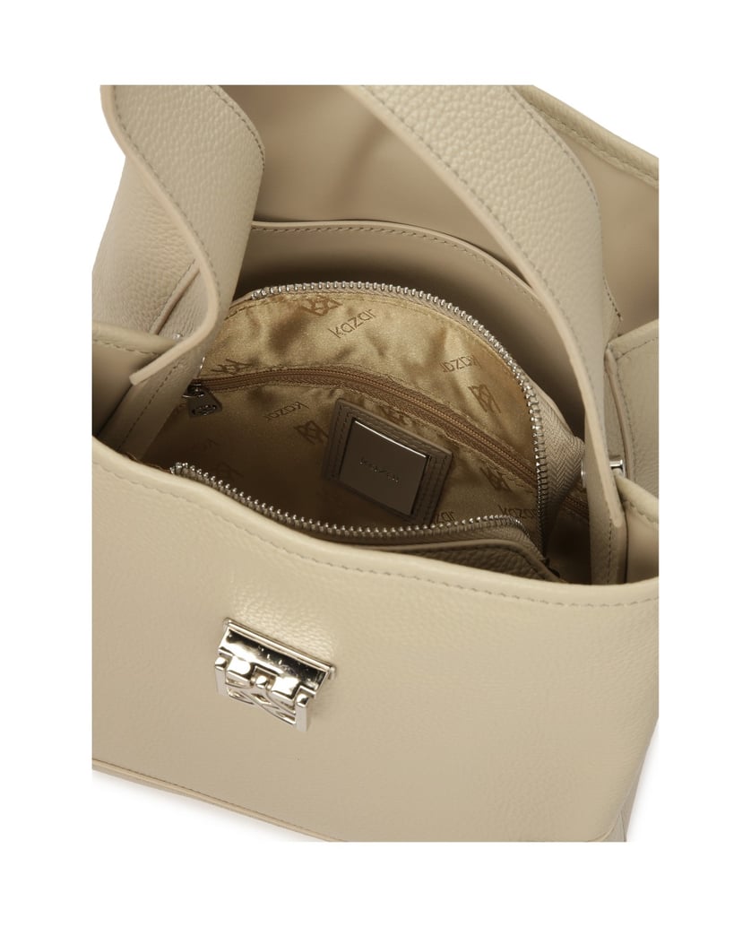 Kazar-Light-grey-handbag-with-decorative-clasp-šedá
