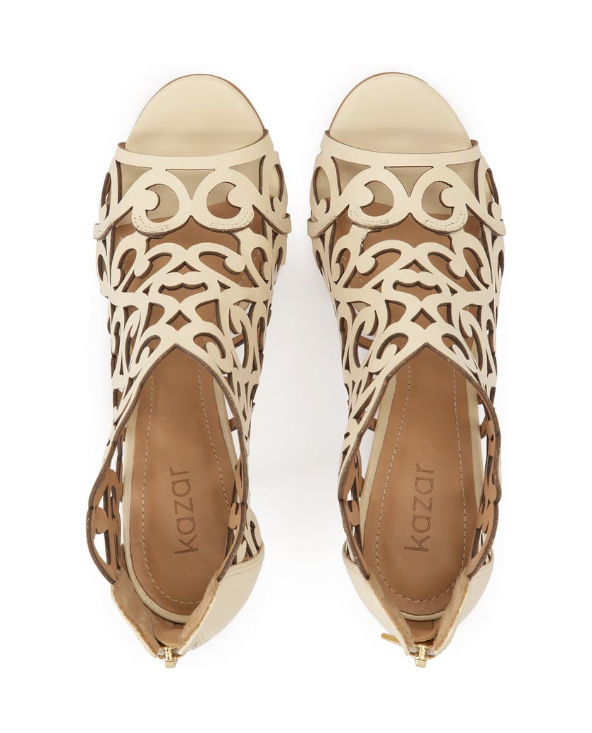Kazar-Cream-peep-toe-boots-with-openwork-pattern-bílá