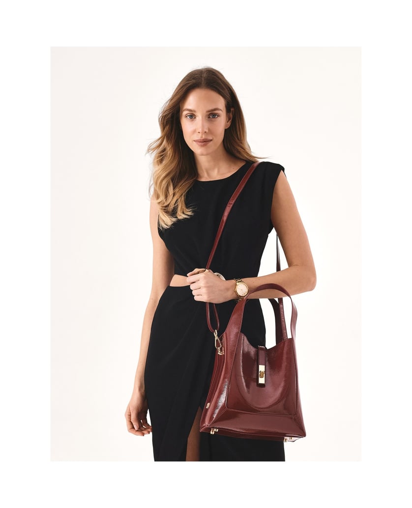 Kazar-Kastanienbraune-Handtasche-aus-geknitter-rot